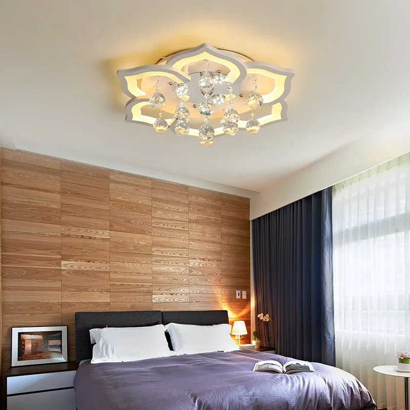 Modern Crystal Pendant K9 Stainless Steel LED Ceiling Light Living Room Bedroom Kitchen Dining Room