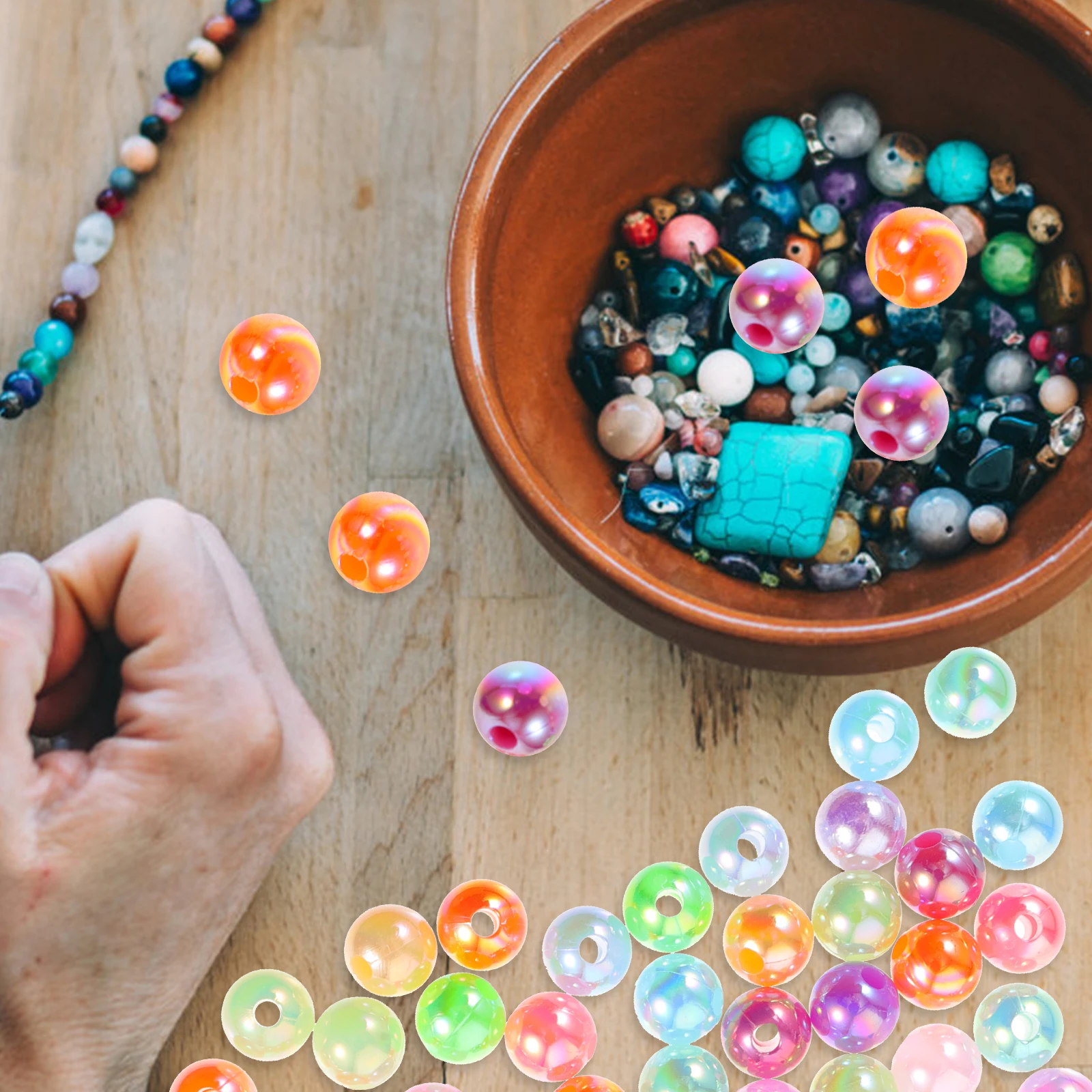 

500 Pcs Pearl Stick Beads DIY Beading Material for Necklaces Spacer Jewelry Making