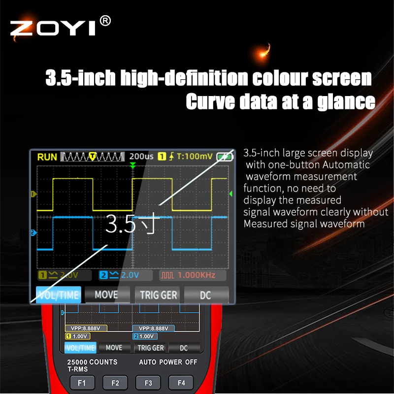 ZOYI ZT703S 3in1 Digital Multimeter 50MHz Bandwidth 280MS Rate PC Waveform Data Storage Dual Oscilloscope Signal Generator