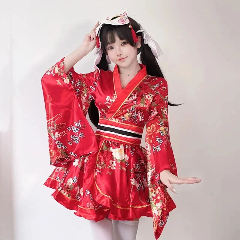 EE01 اليابانية تعديل كيمونو اللباس للنساء البشكير الصيف تأثيري حلي أنيمي هالوين ازياء مثير الحلو الجيشا KawIo0!