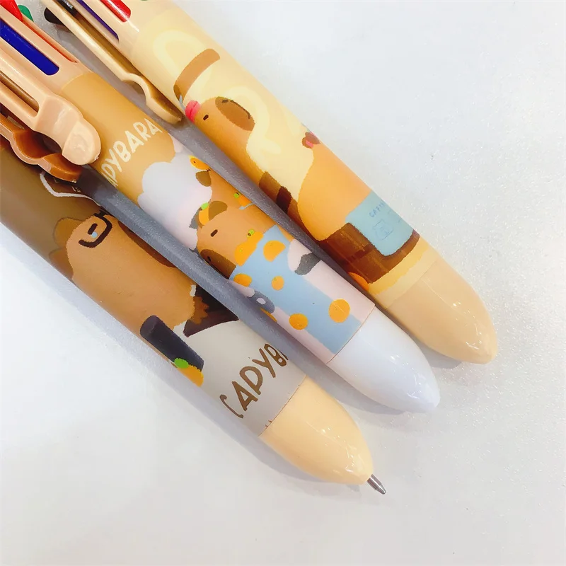 24 pcs/lot Creative Capybara 8 colors Ballpoint Pen Cute Press Ball Pens School Office writing Supplies Stationery Gift