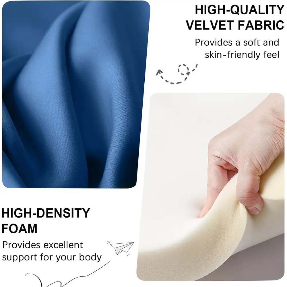 Compact 2-Person Glass Dining Table Set with Navy Blue Tufted Chairs