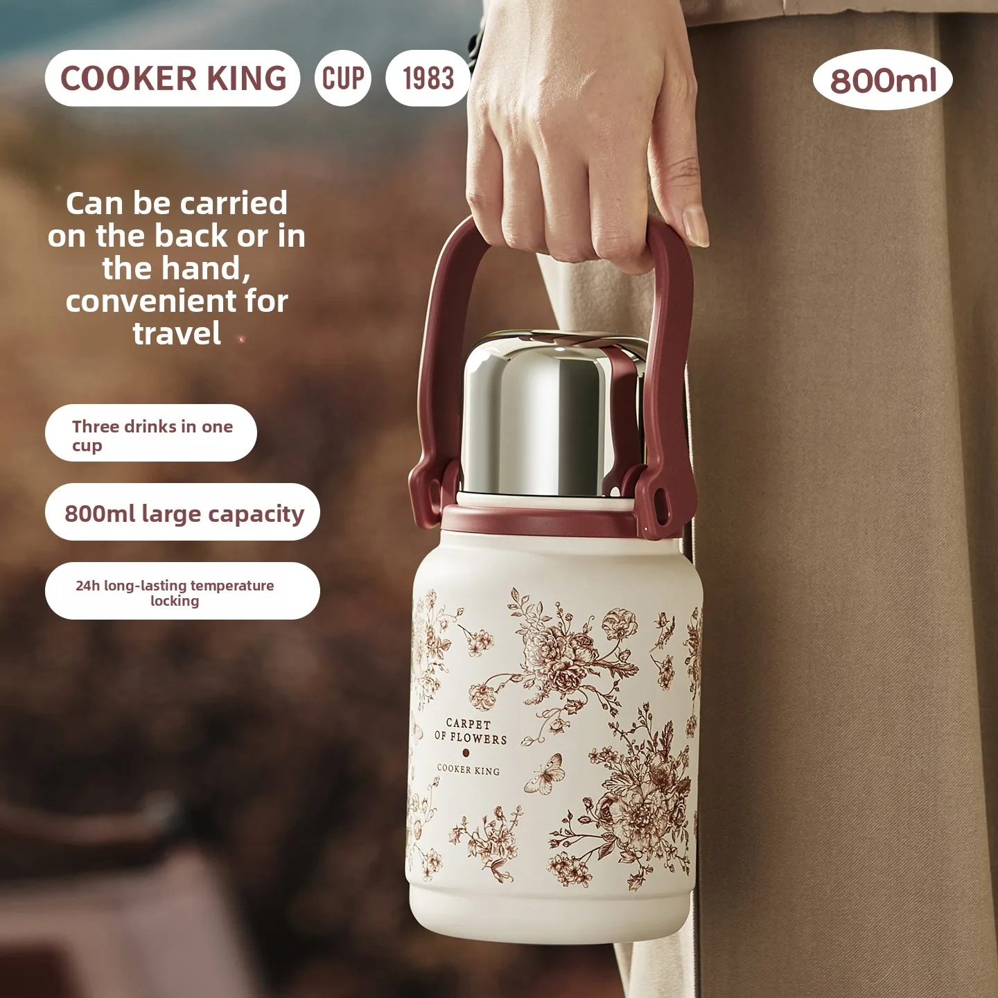 

COOKER KING Adorable Stainless Steel Water Bottle For Children Portable Lightweight Comfortable Grip Vacuum Insulated Drinkware