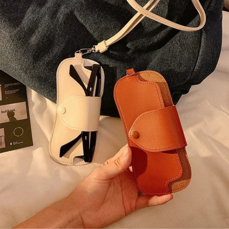 

1PC Sunglasses Case Portable Neck Glasses Bag Fashion PU Leather Eyeglasses Pouch For Women Men Sunglasses Storage Bag Hot