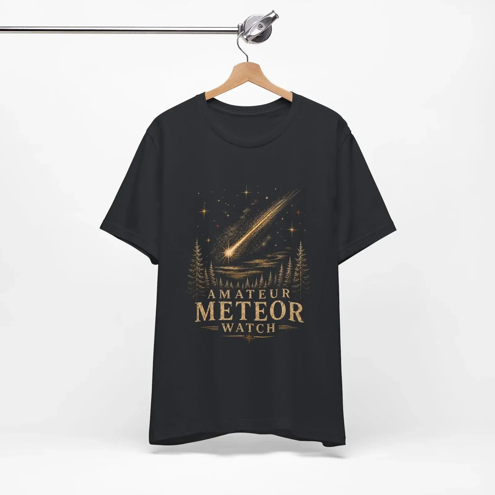 Vintage Meteor Watch T Shirt Retro Space Stargazing Apparel vintage Washed fashion Versatile streetwear Breathable Soft Casual