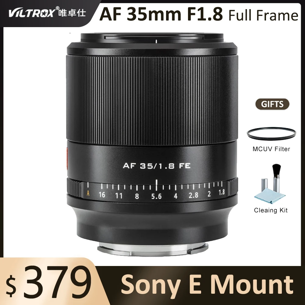 

VILTROX 35mm F1.8 Full Frame STM Auto Focus Large Aperture Wide Angle Lens for Sony E FE Camera A6000 A6300 A7II A7RII A7RIII