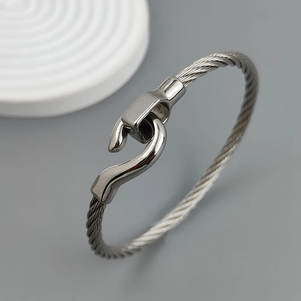 New steel wire button hook gold-plated stainless steel bracelet 18K, high quality waterproof couple bracelet, wife gift