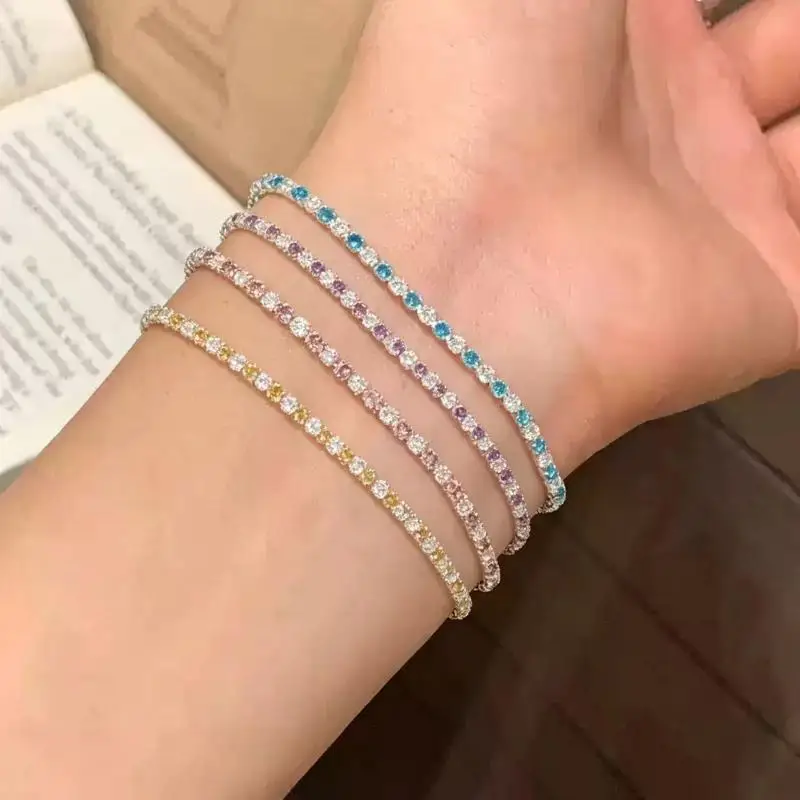 Micro-inlaid Zircon Tennis Bracelet Simple Gentle Anti-fade Women Wrist Accessory for Party Daily Outing Anniversary Gift