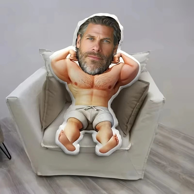 Custom Photo Face Plush Oreiller, Personalized Human Shape Stuffed Pillow, Polyester Cover PP Filling Soft Funny Gift for Lover