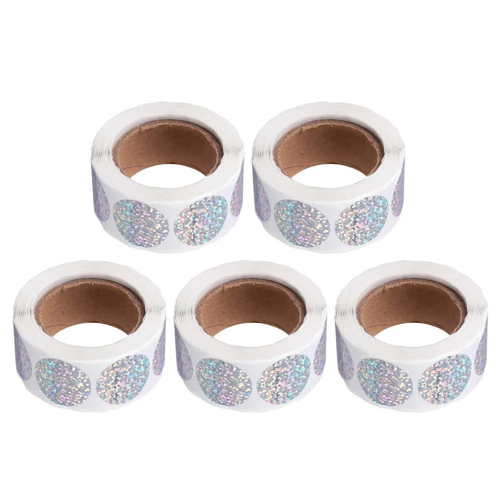 

5 Rolls Shimmering Holographic Circle Stickers 1 Inch Round Self Adhesive Labels for Thank You Seals Small Business Packaging