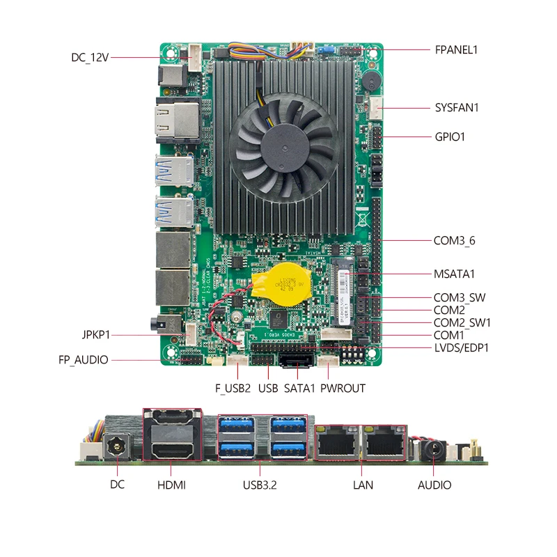 Imagem -02 - Única Placa Encaixada do Computador Industrial Núcleo de Intel I3-n305 3.8ghz N100 3.4ghz 24bit Lvds Edp Hdmi com Sbc