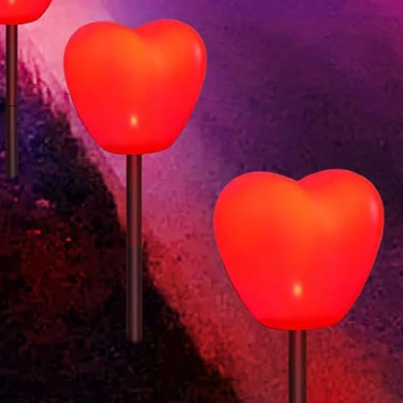 

Set Of 6 Solar Heart Stake Lights For Valentines Day Decor, Outdoor Waterproof Heart Shaped Light For Garden Pathway Durable