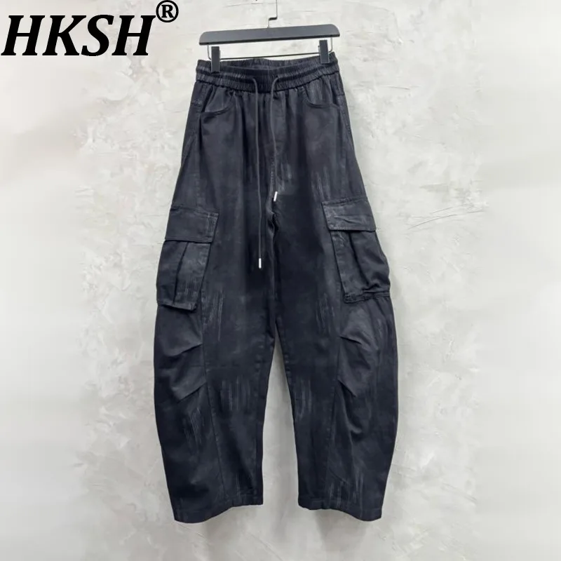 HKSH 2026 Spring Summer New Men Tide Vintage Distressed Patchwork Personality Cargo Pants Trendy Wide-Leg Fashion Casual HK19155
