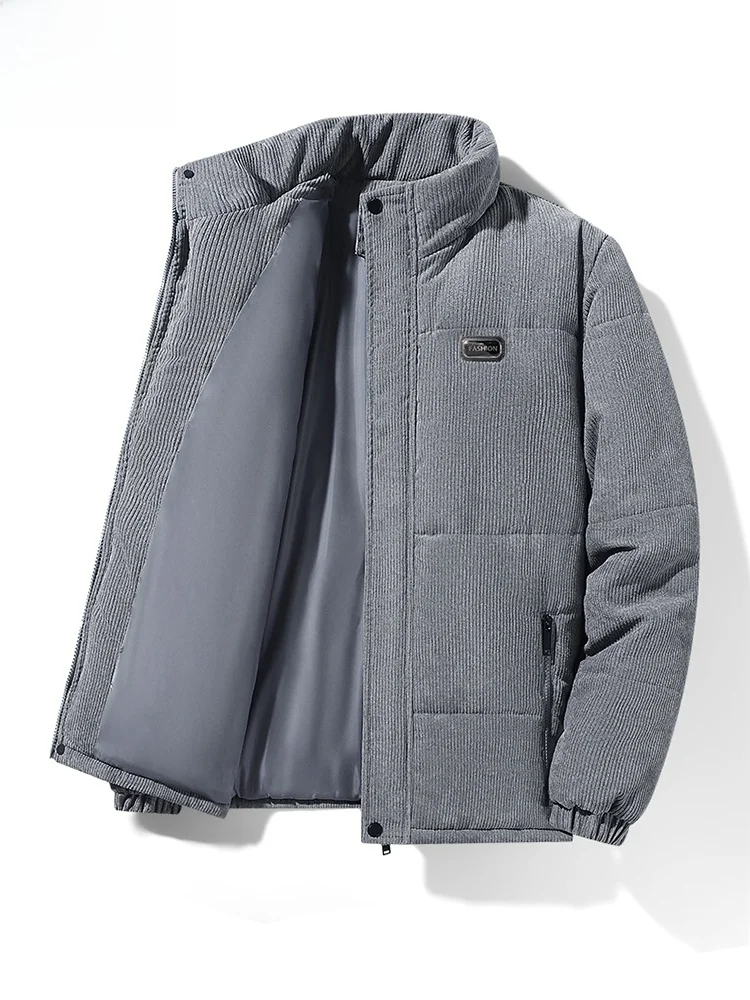 

Утепленная хлопковая куртка с воротником-стойкой для мужчин, новая зимняя модель, вельветовая, теплая, ветрозащитная верхняя одежда, модное брендовое хлопковое пальто