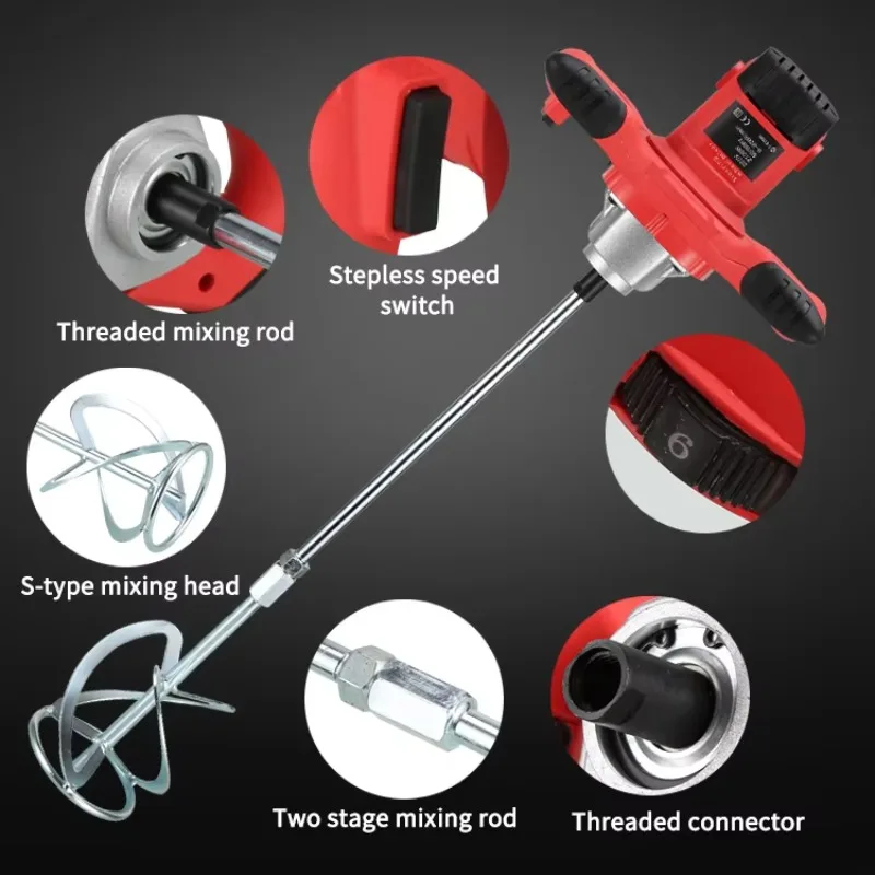 110V/220V 2100W Power Tools Steering Wheel Mixer New Fast Stirring Handheld Paint Cement Mortar Food Mixing Machine