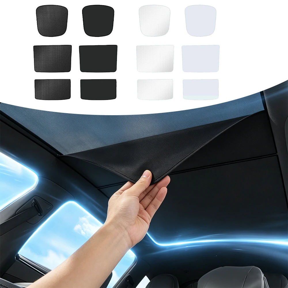 For Tesla Model YL Car Ice Crystal Sunroof Shade Heat Insulation UV Block Sunshade Net Ceiling Sun Visor Cover Auto Accessories