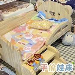 Baby Doll Miniature Bed with Stairs Fashion Doll Play for 20cm 1/6 Doll Accessory Play House Furniture Set Dollhouse Decoration