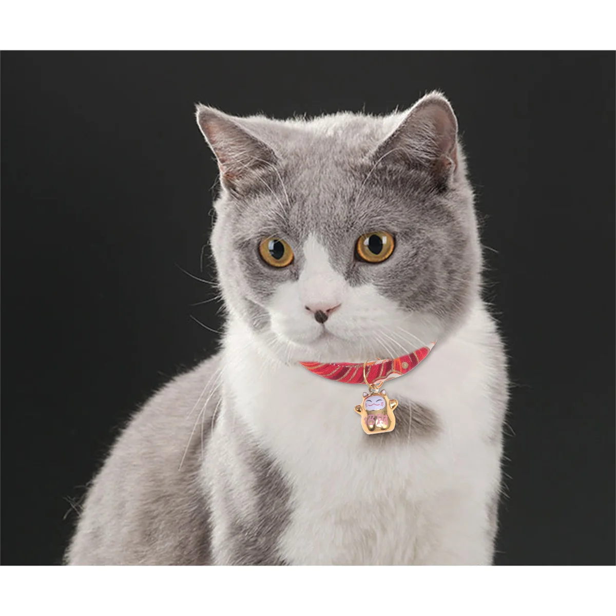 

Japanese Style Cat Collar Lucky Cat Pattern Adjustable Durable Pet Collar For Small Cats Outdoor Walking Kitten