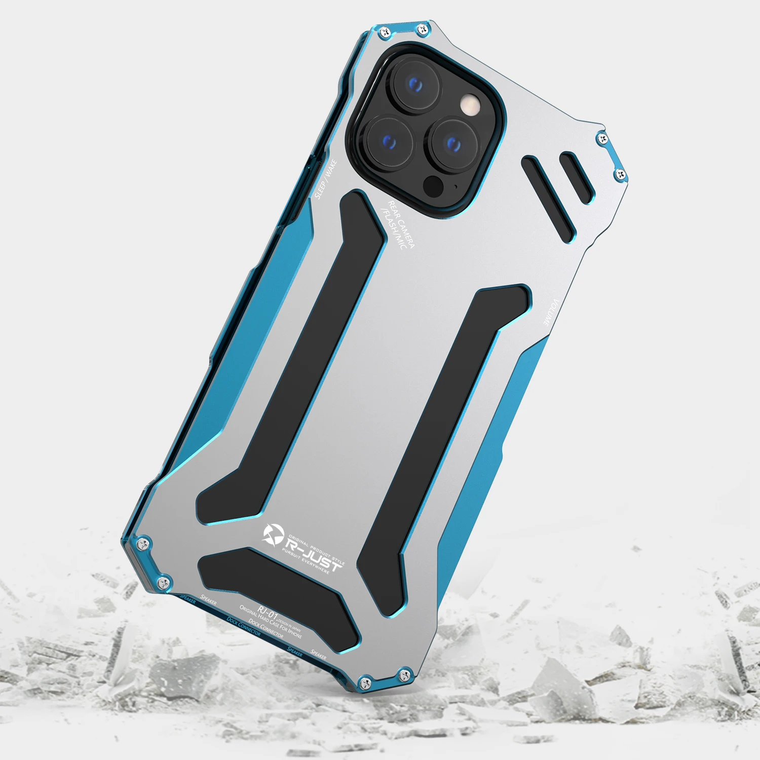 R-JUST Luxury Auminum Alloy Metal Armor Case for iPhone 14 Pro Max XR XS Max 11 12 Pro 13 Mini 14 Plus Shockproof Defender Cover