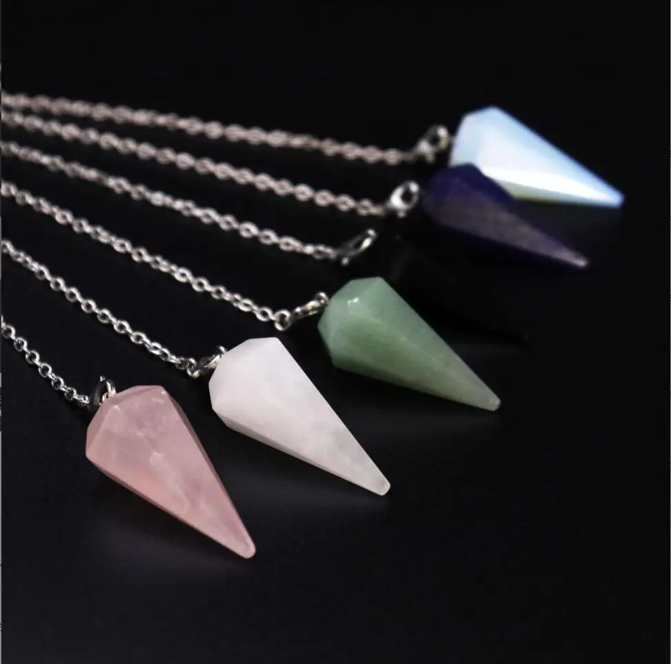 

1PC Healing Crystal Pendulum for Divination Dowsing Pink Quartz Pendulums Natural Gem Stone Reiki Crystal Pendant F1710