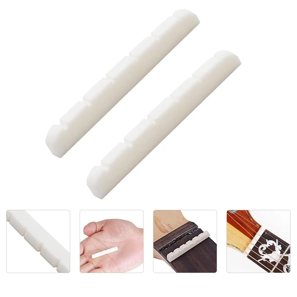 

2 pcs BeefBone Guitar Nut Bridge for 6Strings StableTone VibrationTransfer LongUse HighMaterial StringNut