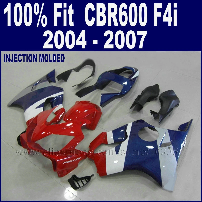 ABS Red Blue Fairings Kits For Honda 2004 2005 CBR600F4i 2006 2007 Cbr 600 F4i 04 05 06 07 Plastic Injection Fairing Bodykits