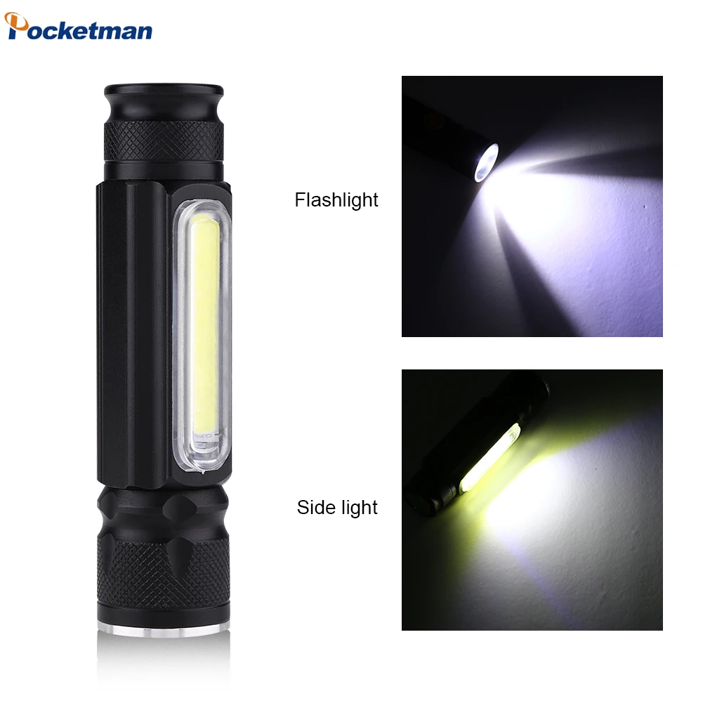 

LED Flashlight Portable Waterproof Zoom Small USB 4 Modes Handlamp Pocket Light Outdoor Working Lamp with Magnet Camping