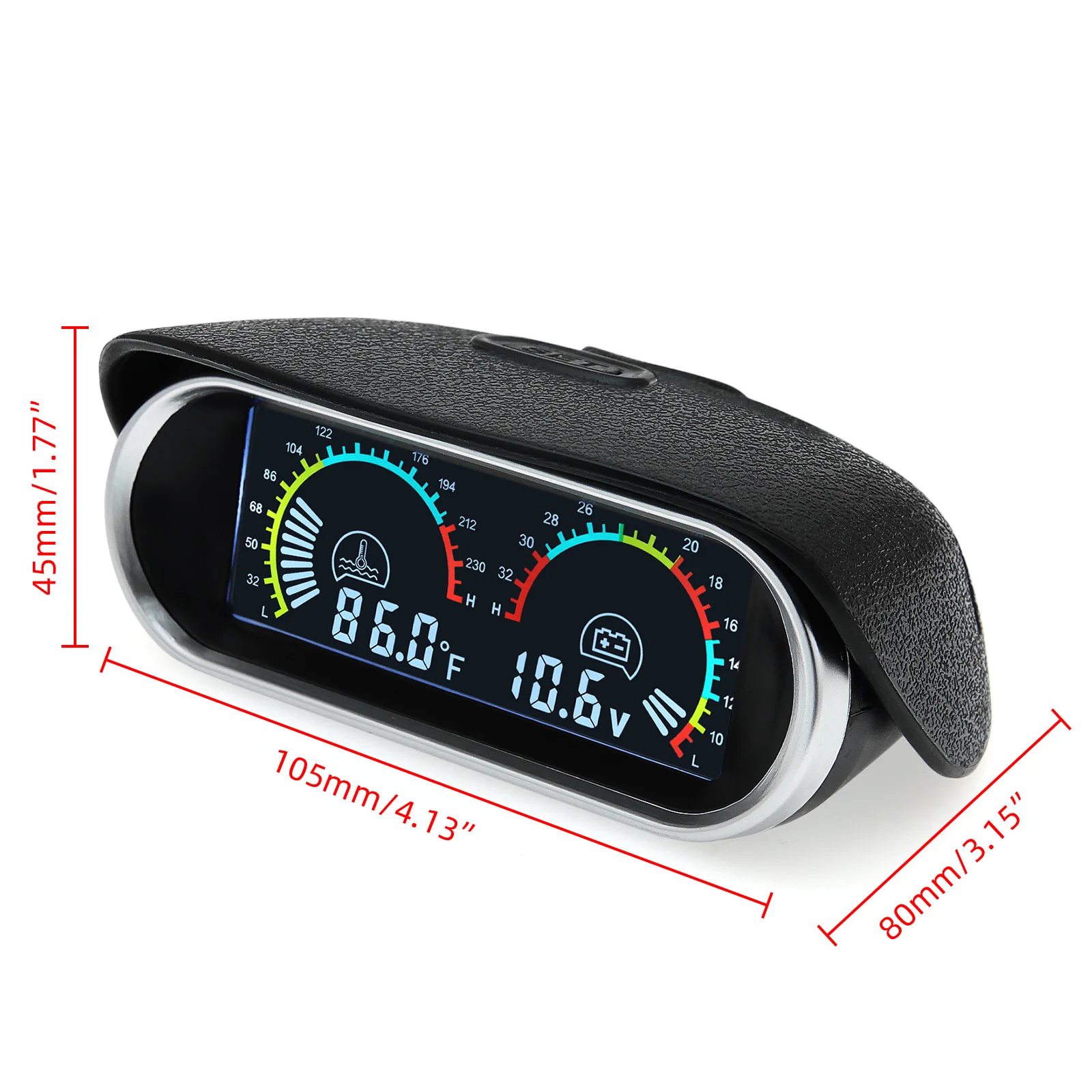 Medidor de Temperatura de Água e Voltímetro 2 em 1 para Carros e Caminhões 12V/24V com Sensor de Temperatura NPT de 1/8 polegada