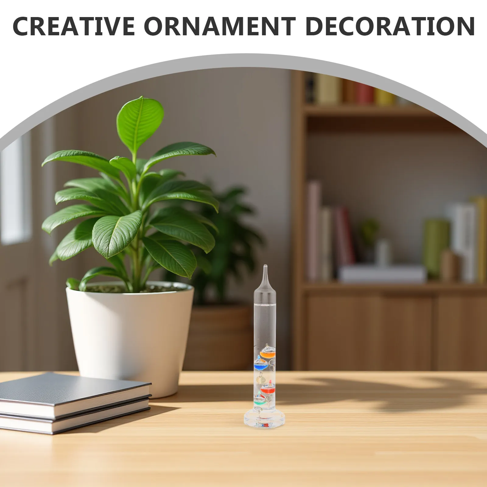 Thermomètre Galileo en verre avec boules flottantes colorées, thermomètre de bureau, moniteur de température intérieur précis, décoration de bureau et de maison