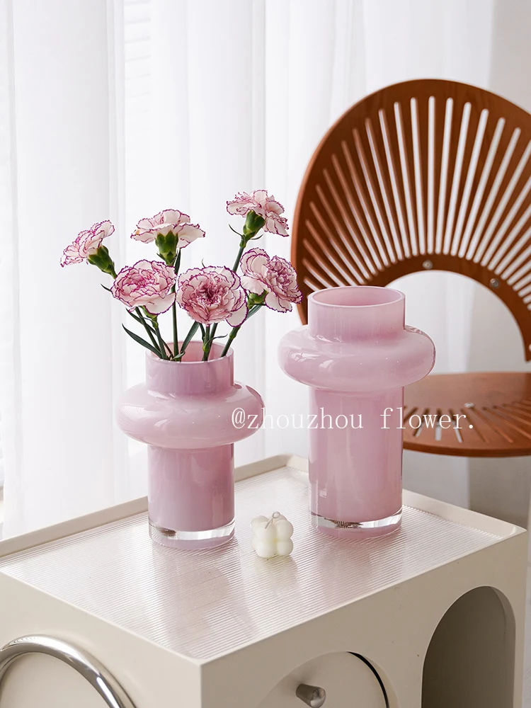 Vase ceramic gradual change color modern simple livingroom flower arrangement glass advanced sense retro dining table decoration