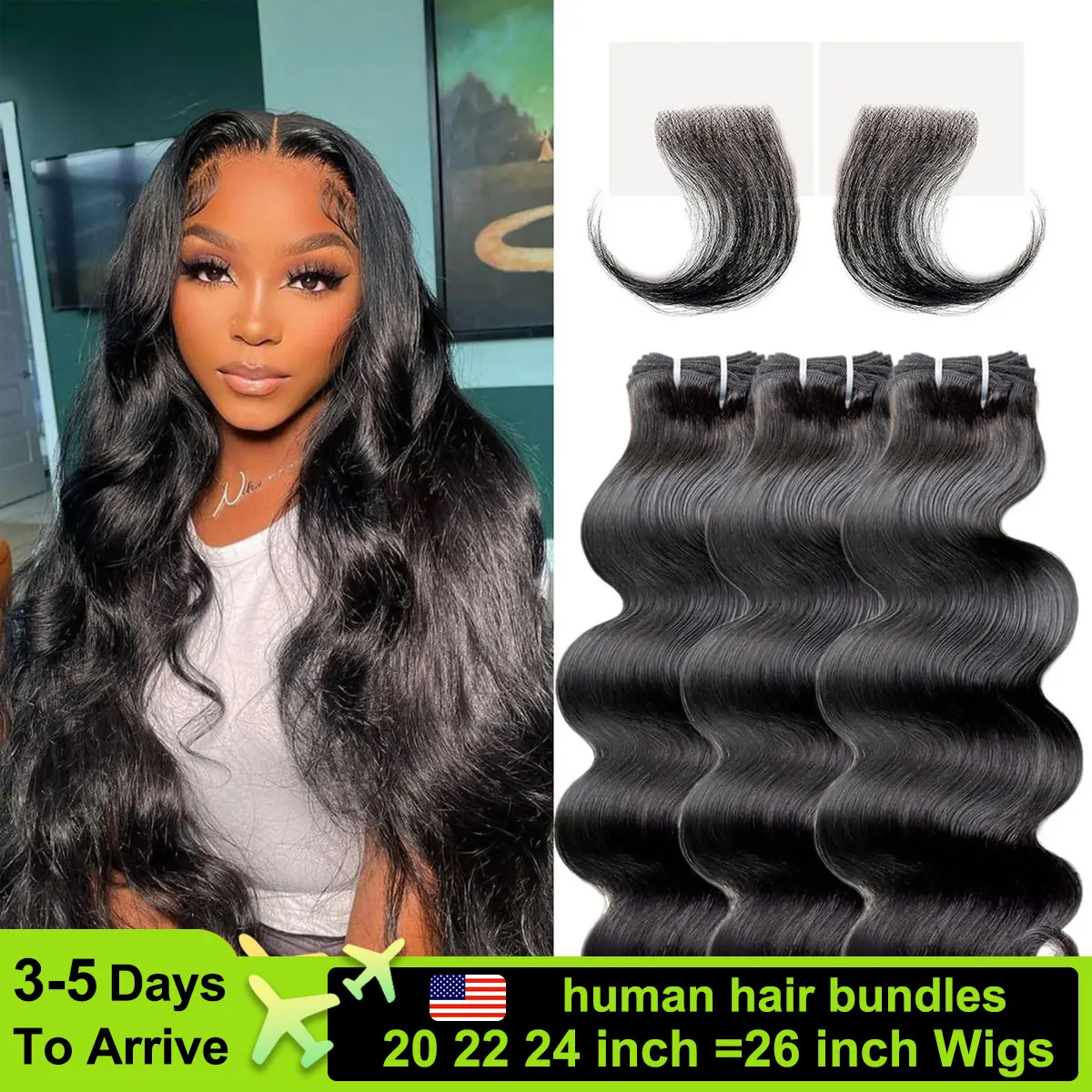 3/4 Bundles Body Wave Bundles Human Hair Brazilian Weaving Natural Black Deal Virgin Hair 20 22 24 Inch Raw Hair Extensions