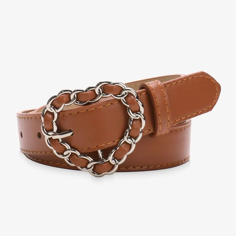 Punk Adjustable Decorative Waist Belt Y2K All-Match Heart Buckle Belt Vintage Faux Leather Waistband For Women