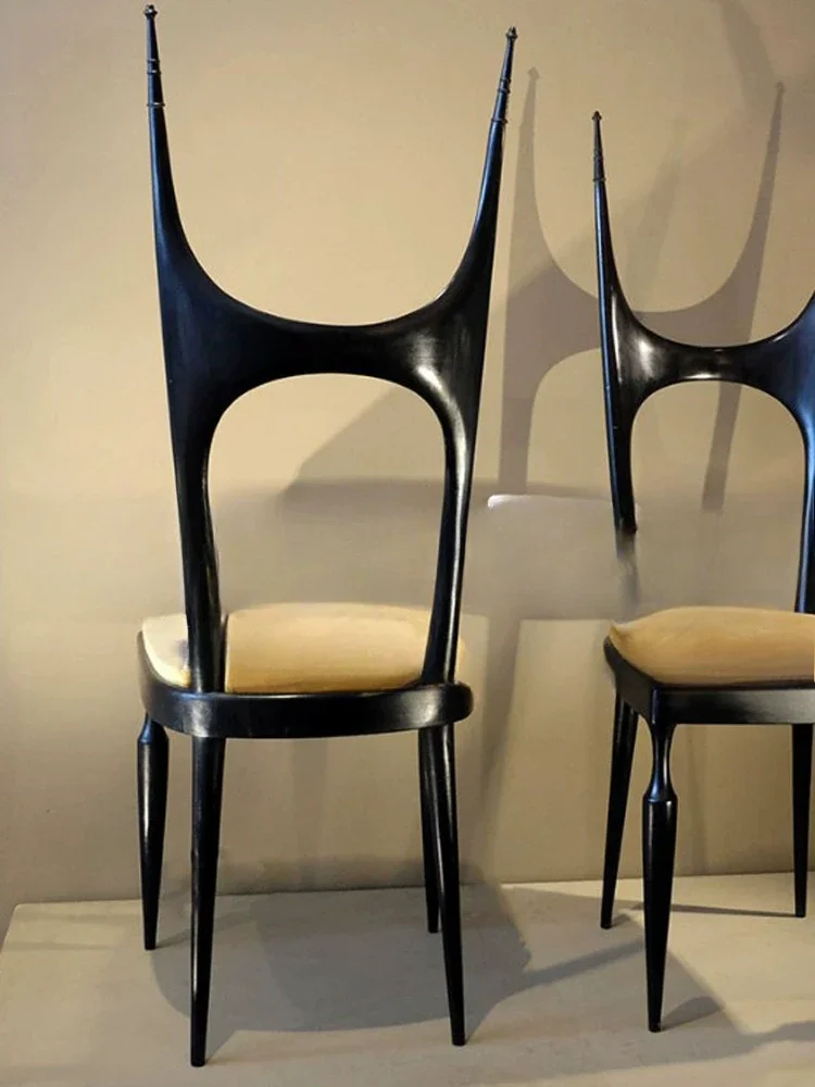 solid wood dining chair, modern simple soft bag, model room club high back chair, household special-shaped decorative chair