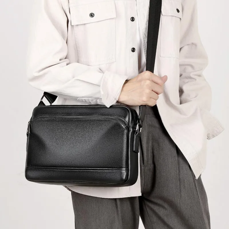 

Genuine Leather Men Shoulder Bags Casual Crossbody Handbag For Male Vintage Messenger Flap Sling Purse Phone Clutch Tote bolsos