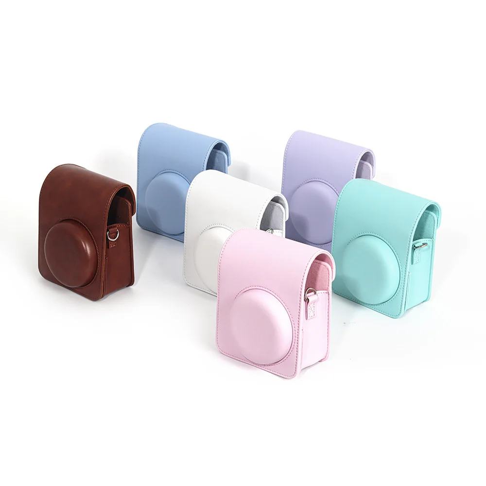 NEW PU Leather Solid Color Protective Cover Case Portable Instant Camera Bag For Fujifilm Instax Mini 13 With Adjustable Strap