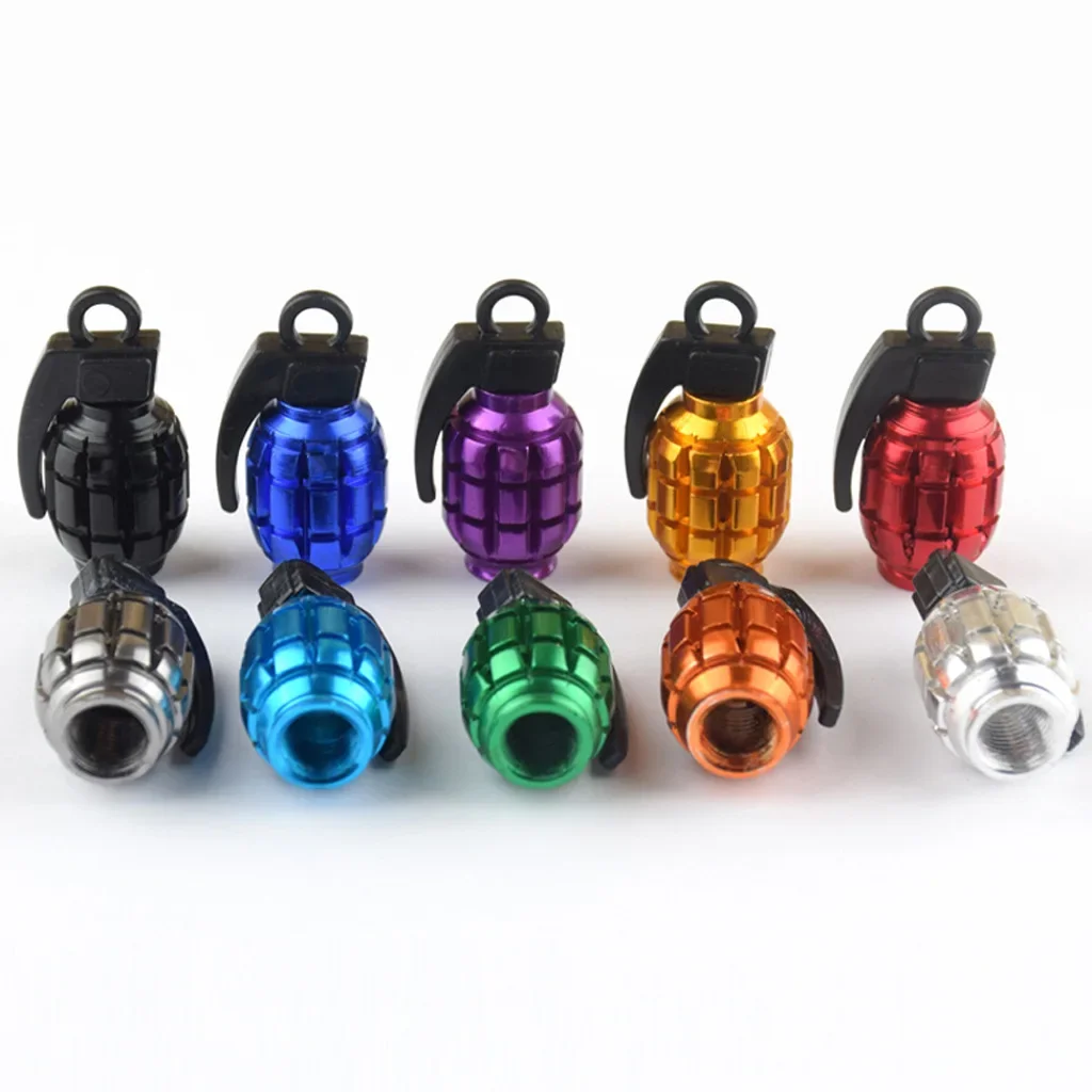 Wheel Tyre Valve Stem Caps 4Pcs set Grenade Styling Universal Aluminum Alloy Car Truck Motorcycle Accessories Bike Bicycle