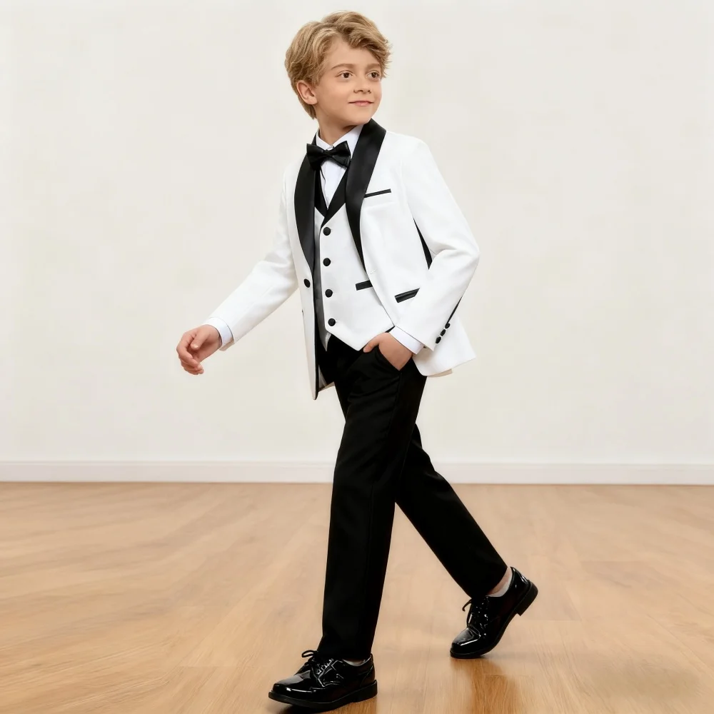 

Hot-Selling Formal Boys Suit Set 4PCS Classic White Piano Photography Suit Kids Party Ceremony Costume Party Dress