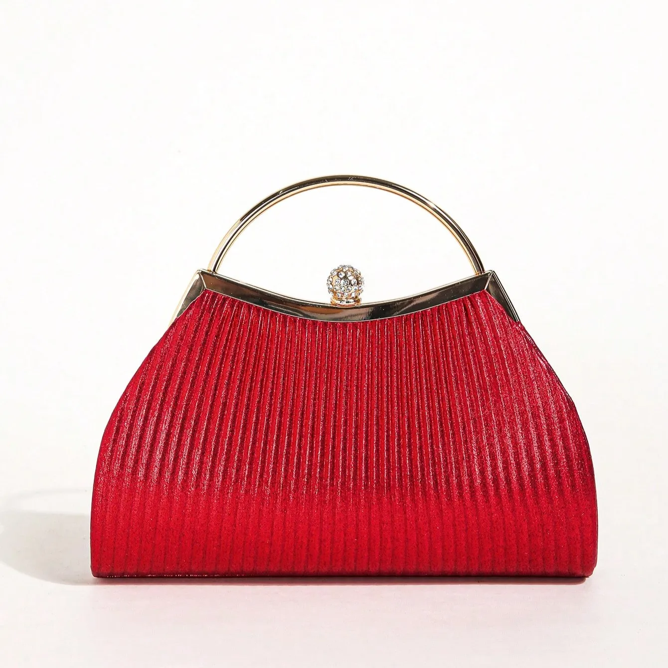 1 pc geraffte Abend tasche für Frauen, Top Ring Clutch Geldbörse, Strass Dekor Handtaschen für Hochzeit Abschluss ball Abendessen – Detail 2