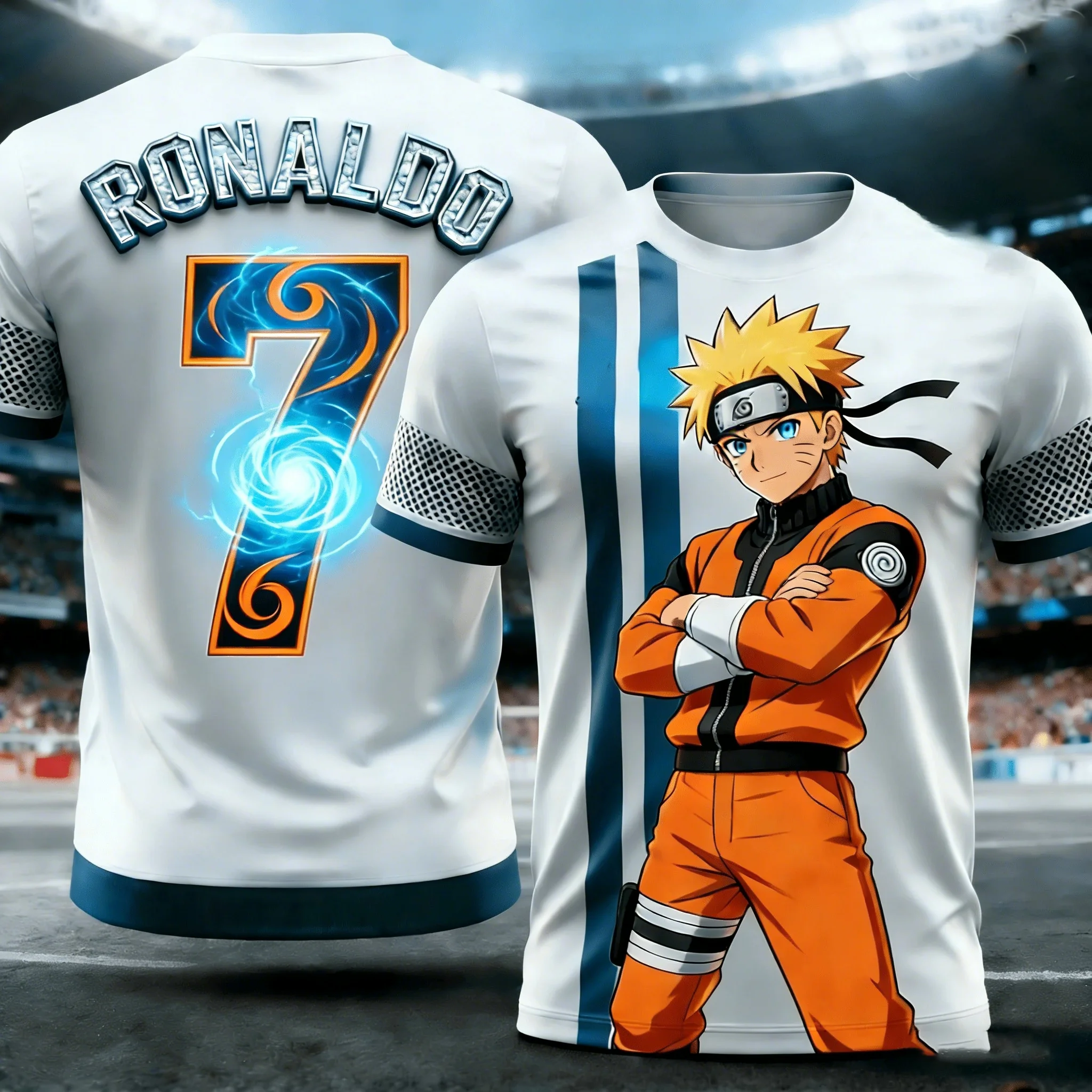 NARUTO サッカーシャツ ユニフォーム Naruto Shippuden Naruto X Ronaldo 7 Soccer Jersey 3D Quick Dry T