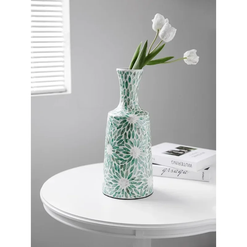 

Nordic style French ceramic vase hand-painted shell flower arrangement living room dining room table decoration ornament niche a