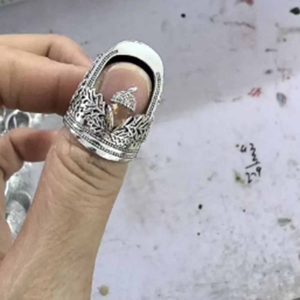 Metal Open Nail Acorn Thimble DIY Craft Durable Open Nail Acorn Protector Adjustable Hand Sewing Quilting
