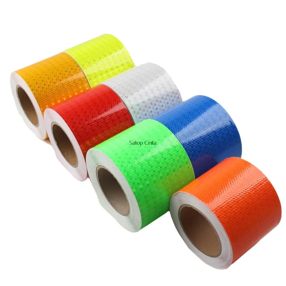 

10cm*10m Waterproof Reflective Tape Conspicuity Caution Sticker Red Yellow Orange Green Fluorescent Strips For Tailers Car Truck