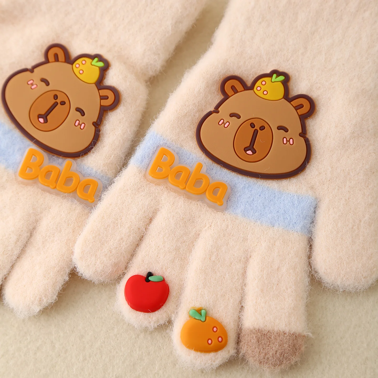 Sarung Tangan Rajut Anak Motif Kapibara Usia 8-15 Tahun, Sarung Tangan Hangat Kartun untuk Balita, Sarung Tangan Hangat untuk Aktivitas Luar Ruangan, Hadiah Natal untuk Anak Perempuan