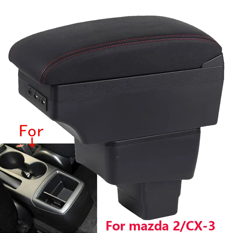 

For MAZDA CX-3 Armrest For Mazda 2 Skyactiv Version cx3 Car Armrest Box Storage Box Retrofit Car Accessorie Interior Details USB