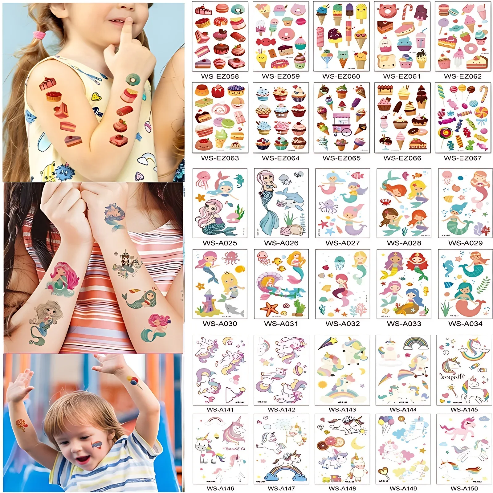 10pcs/lot Cartoon Cute Temporary Tattoo Stickers Animal Shark Dolphin Robot Fake Tatoo Waterproof for Child Hand Wrist Arm Face