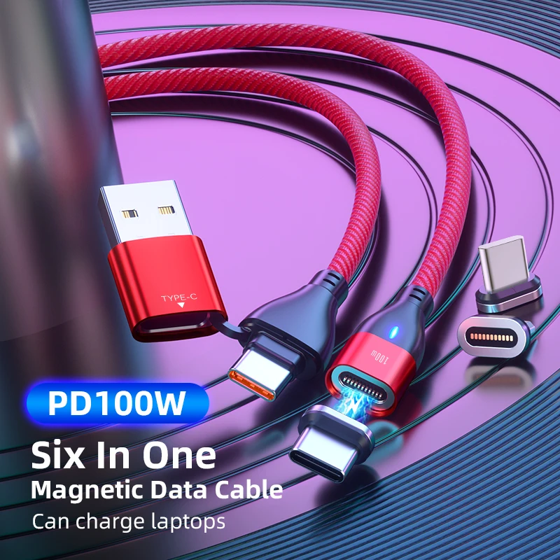 Type-C to Type-C 100W PD Fast Charging Magnetic Charging 5A USB-C Phone Data Cable Suitable for iPhone Xiaomi Samsung Macbook