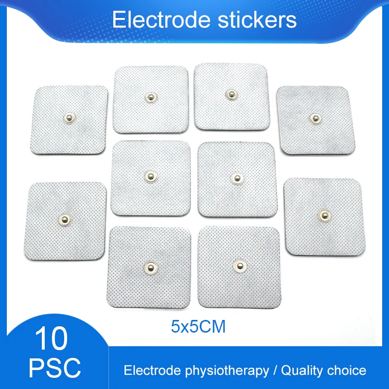 Electrode Pad Patch For Electric Tens Acupuncture Digital Therapy Machine 5*5cm Button Self Adhesive Gel Electrode Sticker 3.5mm