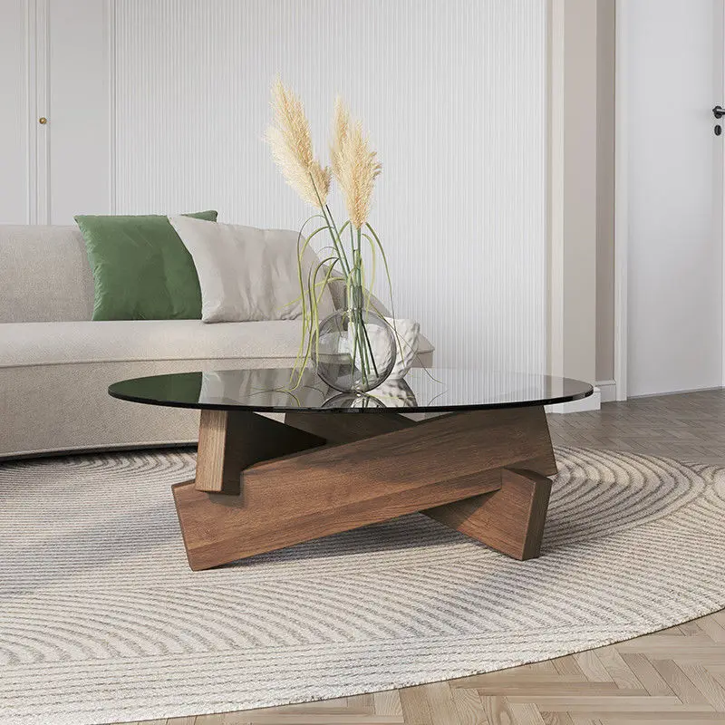 Homestay, minimalistisch, kleiner Teetisch, Internet-Promi-Tisch, Glas, rund, Couchtisch, einfach, modern