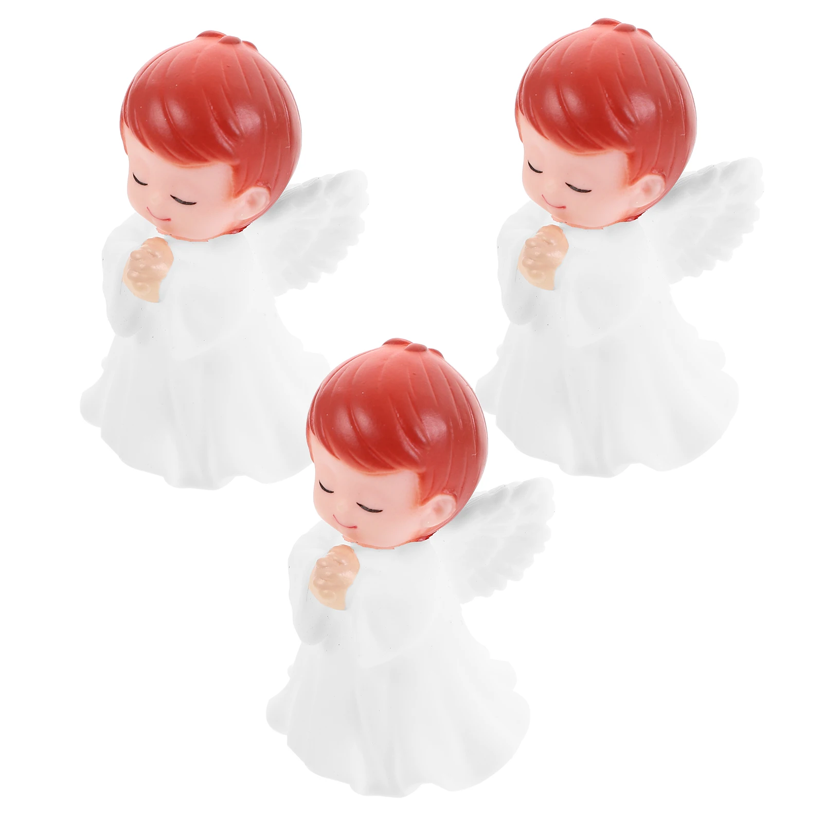 

3Pcs Angel Shape Vinyl Sculpture Cake Decoration Desktop Ornament Car Accessory Miniature Garden Craft Display