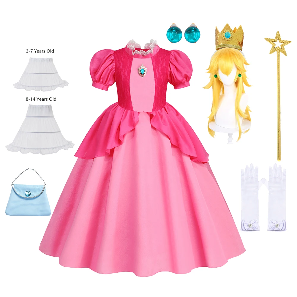 

Peach Dresses For Girls Costume Clothes Party Cosplay Carnival Birthday Dress Kids Vestidos